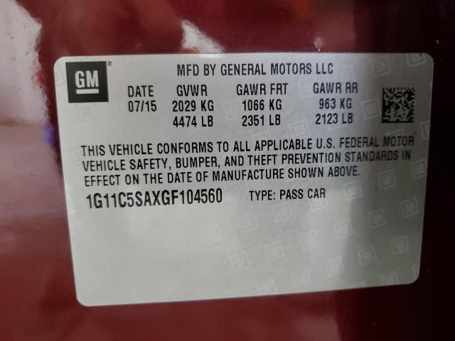 2016 CHEVROLET MALIBU LIM 1G11C5SAXGF104560