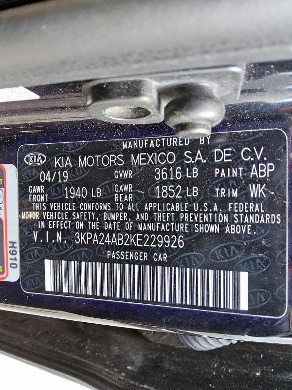 2019 KIA RIO S 3KPA24AB2KE229926