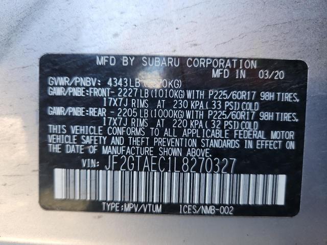 2020 SUBARU CROSSTREK - JF2GTAEC1L8270327