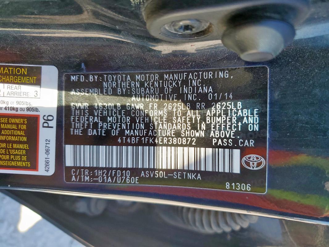 2014 TOYOTA CAMRY L - 4T4BF1FK4ER380872