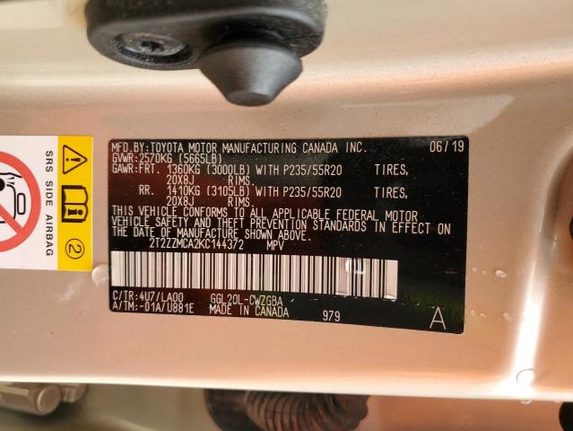 2019 LEXUS RX 350 BAS - 2T2ZZMCA2KC144372