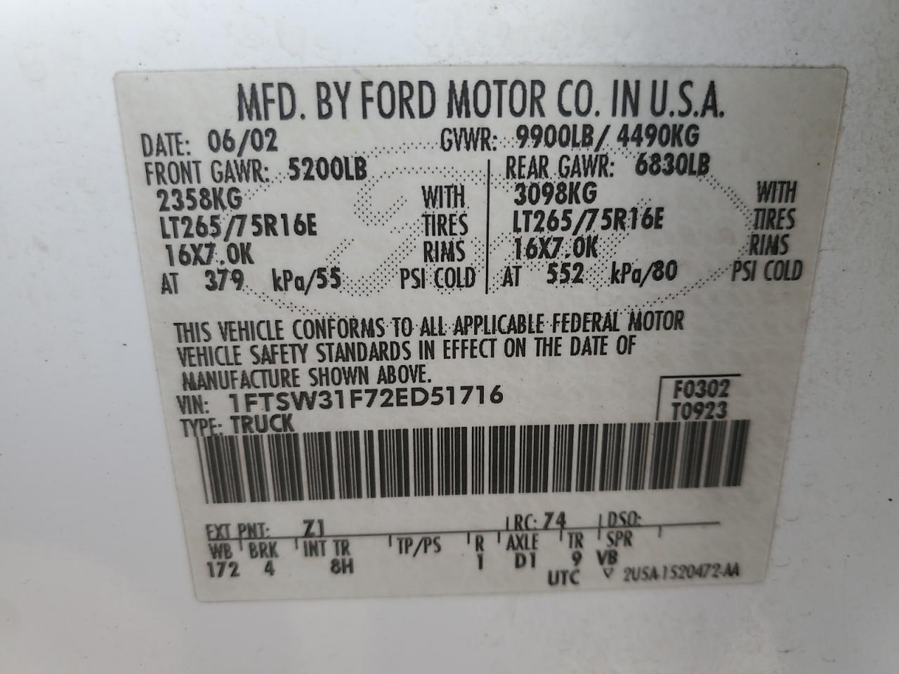 Lot #3286895232 2002 FORD F350 SRW SUPER DUTY