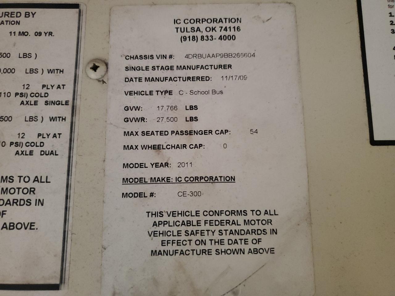 Lot #3273768364 2011 IC CORPORATION CE SERIES SCHOOL