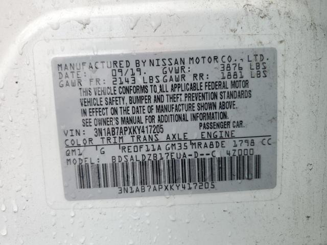 2019 NISSAN SENTRA S 3N1AB7APXKY417205