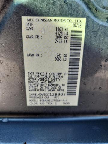 2019 NISSAN ALTIMA SV - 1N4BL4DV9KC128905