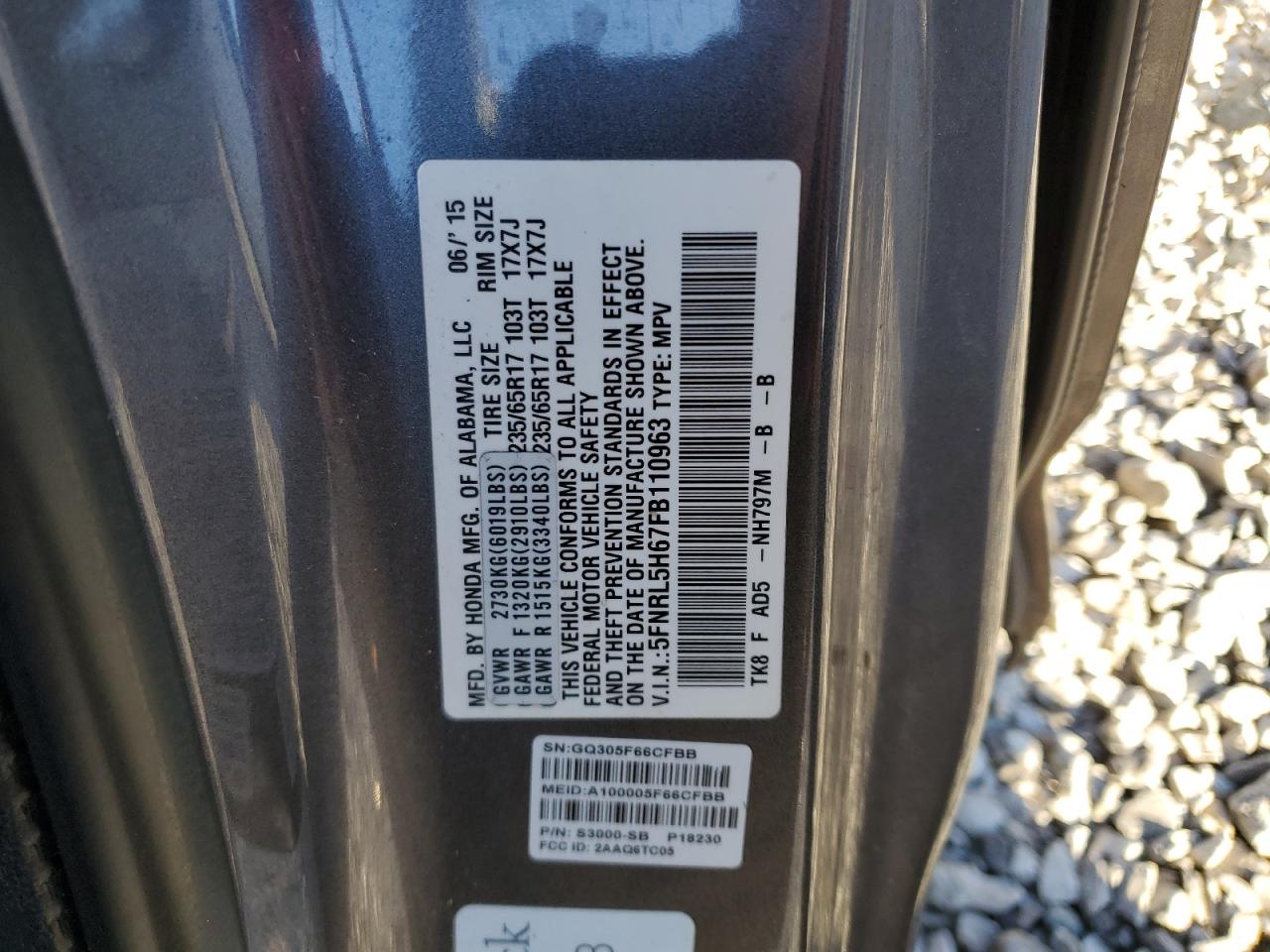 Lot #3291409246 2015 HONDA ODYSSEY EXL