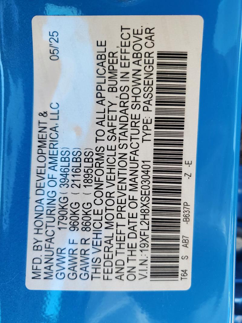 2025 HONDA CIVIC SPOR - 19XFL2H8XSE030401