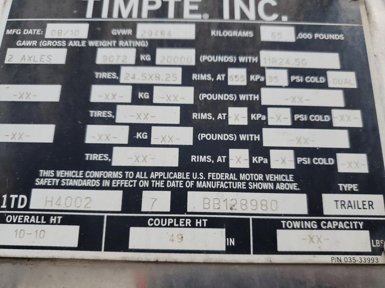 Lot #3287686012 2011 TIMP 4022