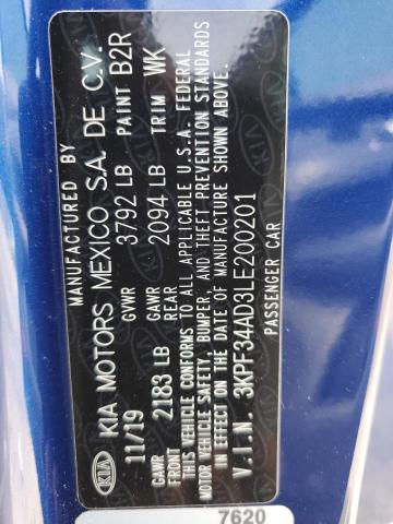 2020 KIA FORTE GT L #3297043497