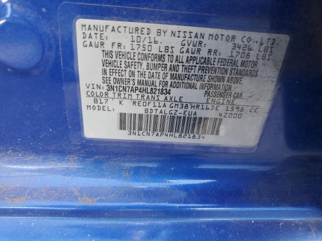 2017 NISSAN VERSA S 3N1CN7AP4HL821834