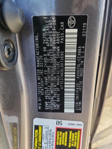 2020 TOYOTA CAMRY LE #3281506989