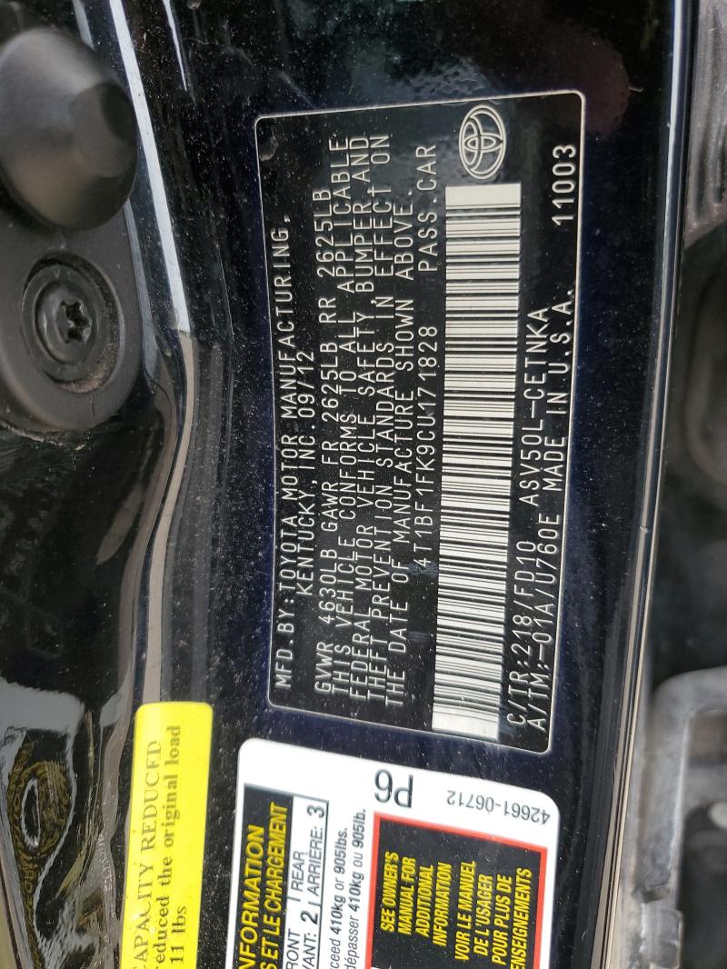 2012 TOYOTA CAMRY BASE - 4T1BF1FK9CU171828