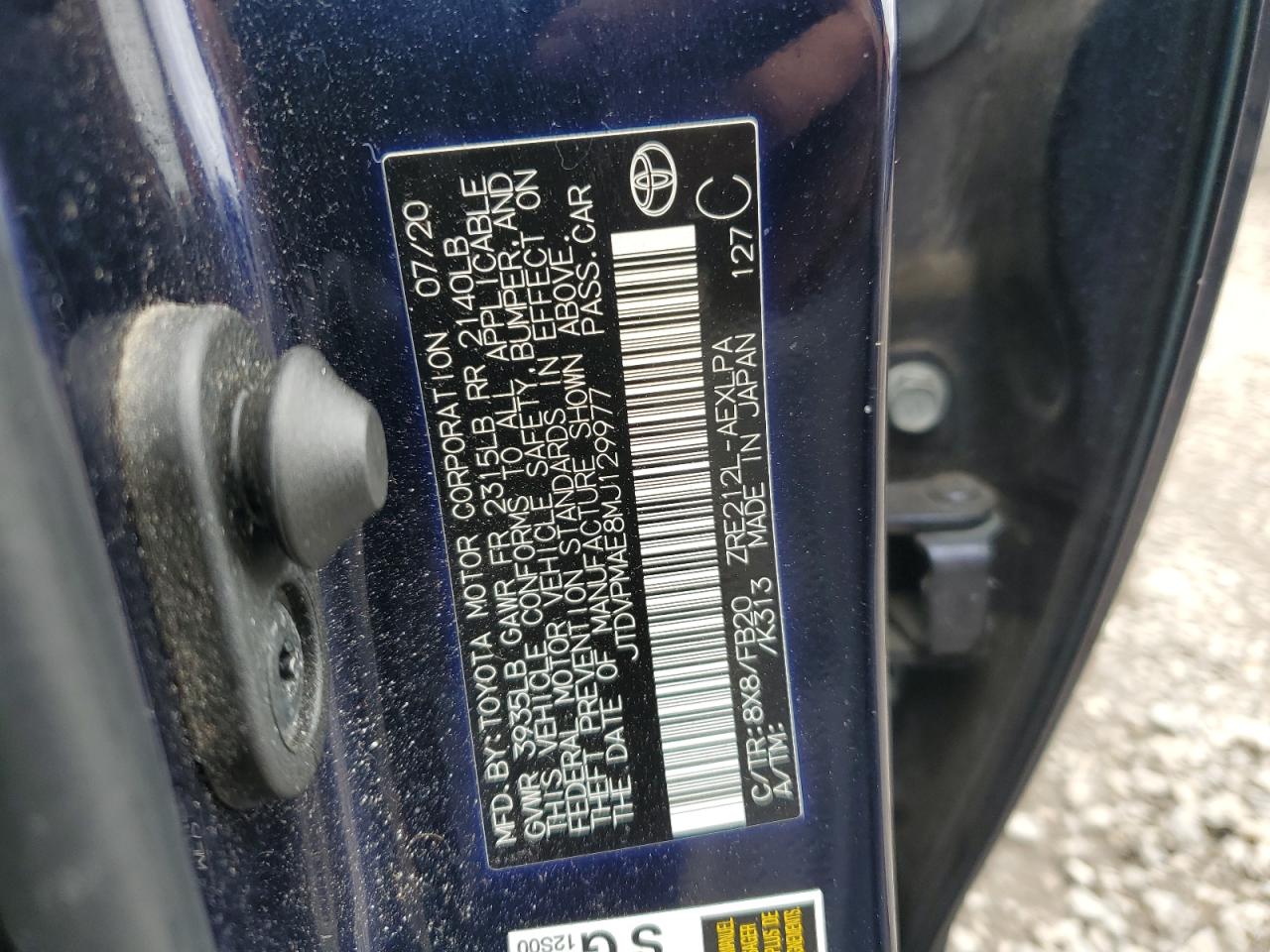 Lot #3302697021 2021 TOYOTA COROLLA LE