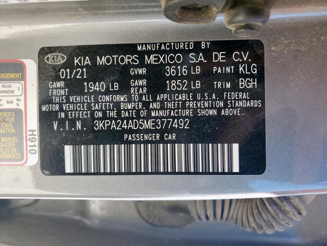 2021 KIA RIO LX #3304015642