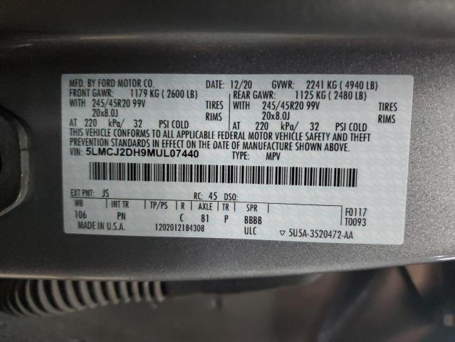 2021 LINCOLN CORSAIR RE - 5LMCJ2DH9MUL07440