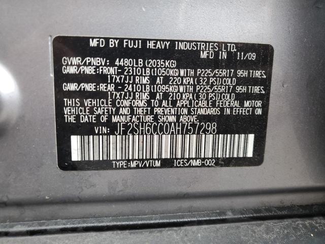 2010 SUBARU FORESTER 2 - JF2SH6CC0AH757298