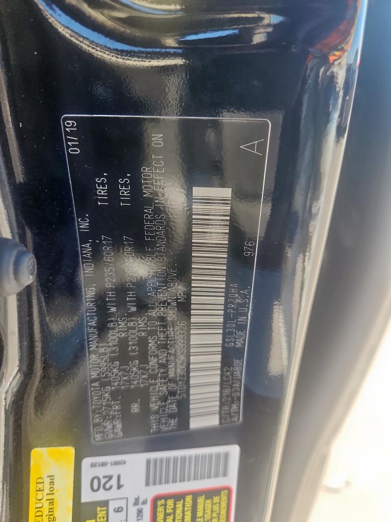 2019 TOYOTA SIENNA XLE #3302935624