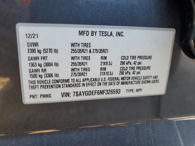 2022 TESLA MODEL Y - 7SAYGDEF6NF326593