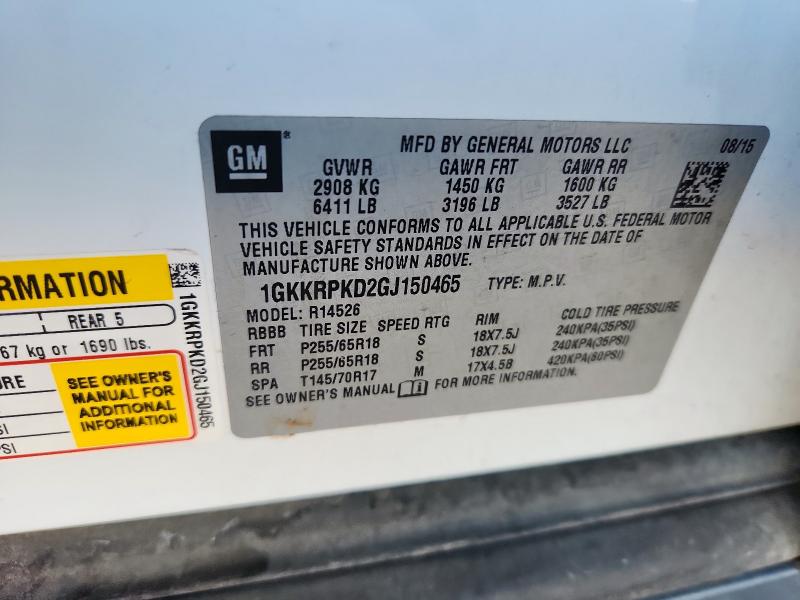 2016 GMC ACADIA - 1GKKRPKD2GJ150465