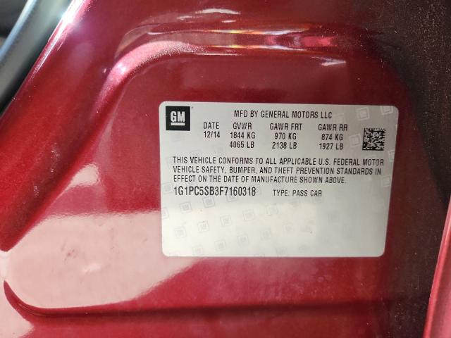 2015 CHEVROLET CRUZE LT 1G1PC5SB3F7160318