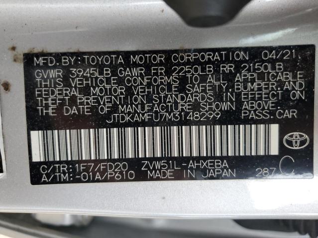 2021 TOYOTA PRIUS SPEC JTDKAMFU7M3148299