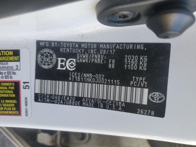 2018 TOYOTA CAMRY L - 4T1B11HK0JU021115