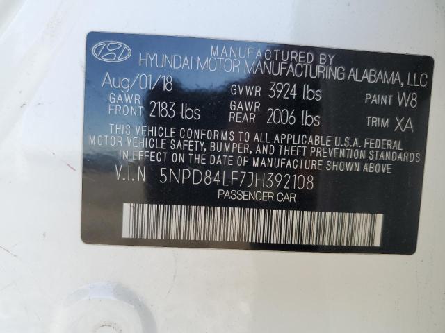 2018 HYUNDAI ELANTRA SE 5NPD84LF7JH392108