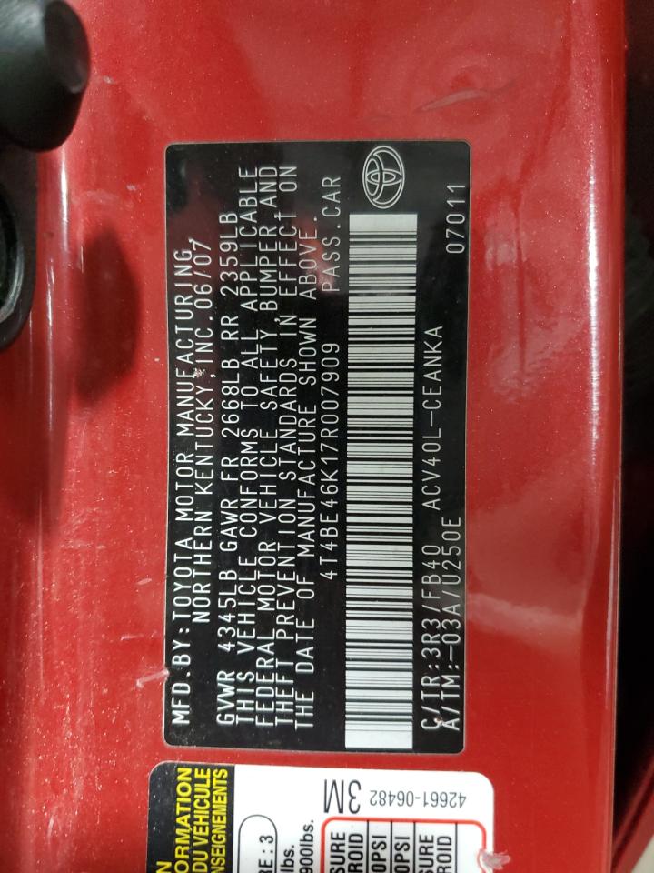 Lot #3278755617 2007 TOYOTA CAMRY CE