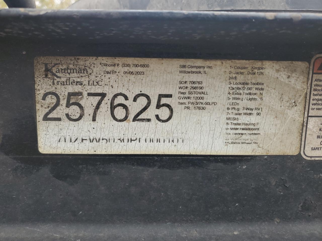 Lot #3281410002 2023 KAUFMAN W50