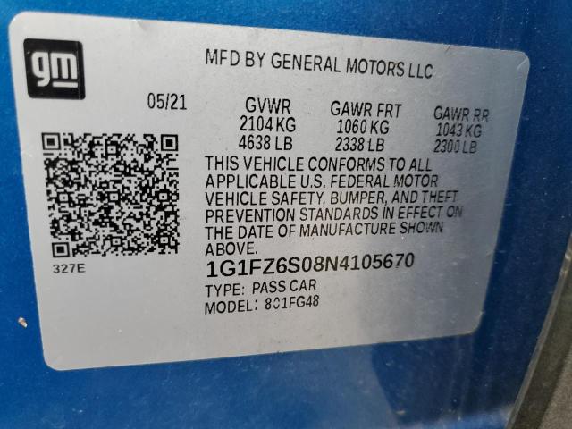 2022 CHEVROLET BOLT EUV P 1G1FZ6S08N4105670