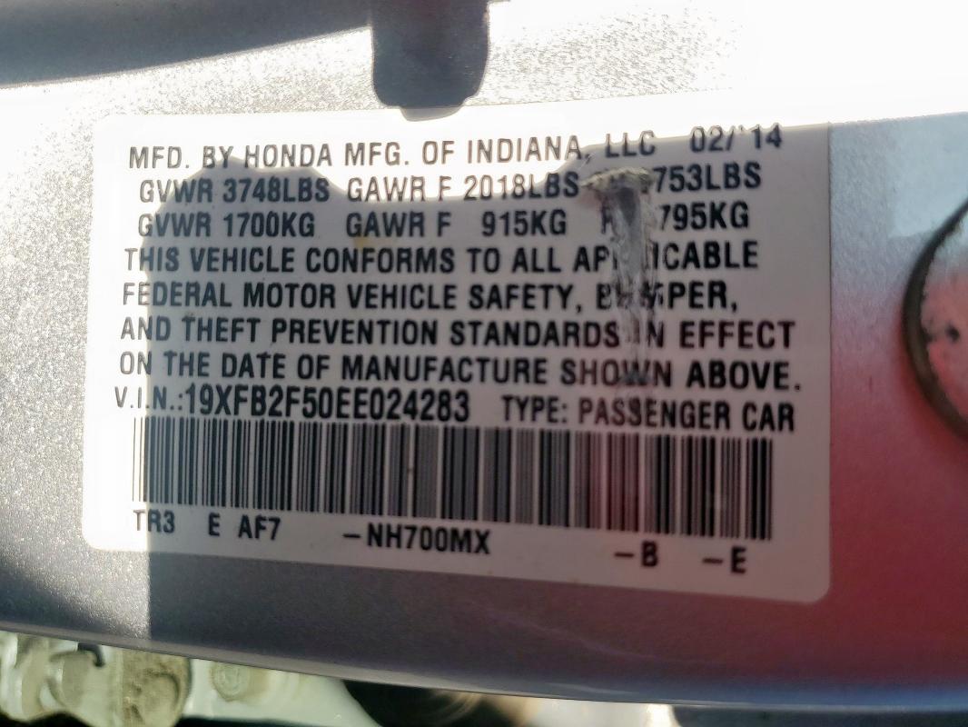 2014 HONDA CIVIC LX - 19XFB2F50EE024283