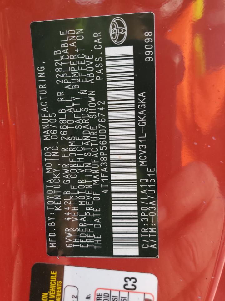 Lot #3285733693 2006 TOYOTA CAMRY SOLA