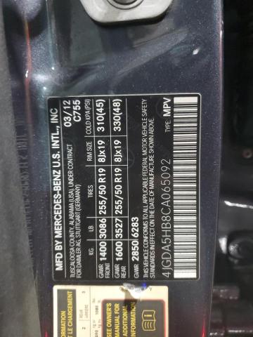 2012 MERCEDES-BENZ ML 350 4MA #3293172152