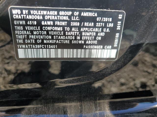2015 VOLKSWAGEN PASSAT S 1VWAT7A39FC113401