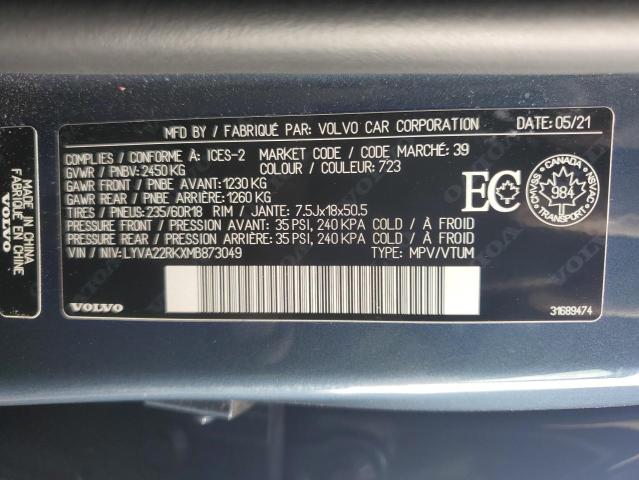 2021 VOLVO XC60 T6 MO - LYVA22RKXMB873049