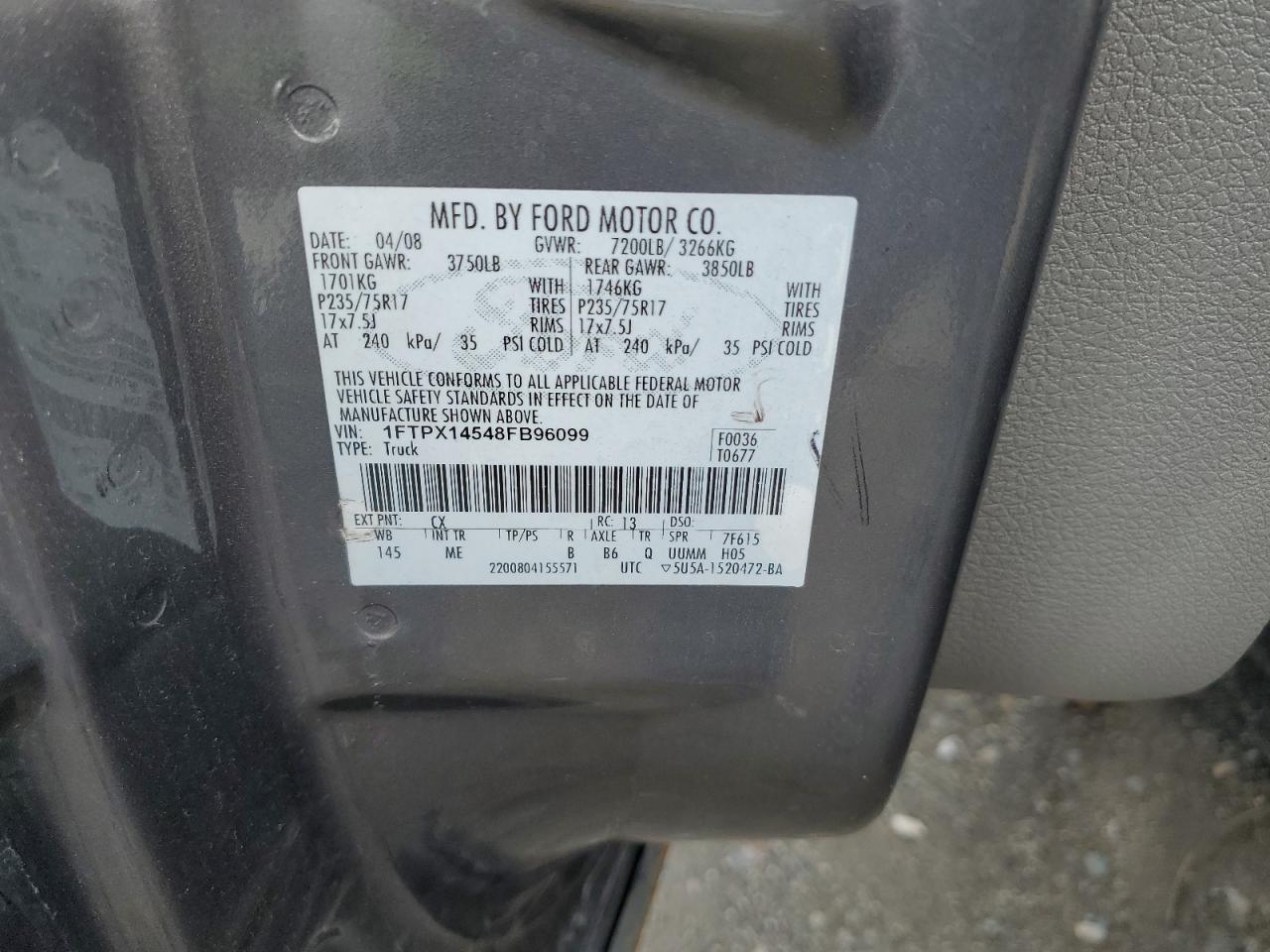 Lot #3258882866 2008 FORD F150