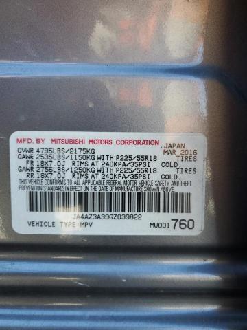 2016 MITSUBISHI OUTLANDER JA4AZ3A39GZ039822