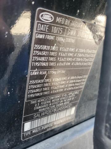 2016 LAND ROVER RANGE ROVE #3265871240