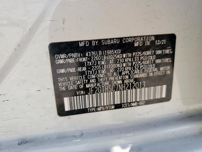 2022 SUBARU CROSSTREK - JF2GTHSC7NH212013