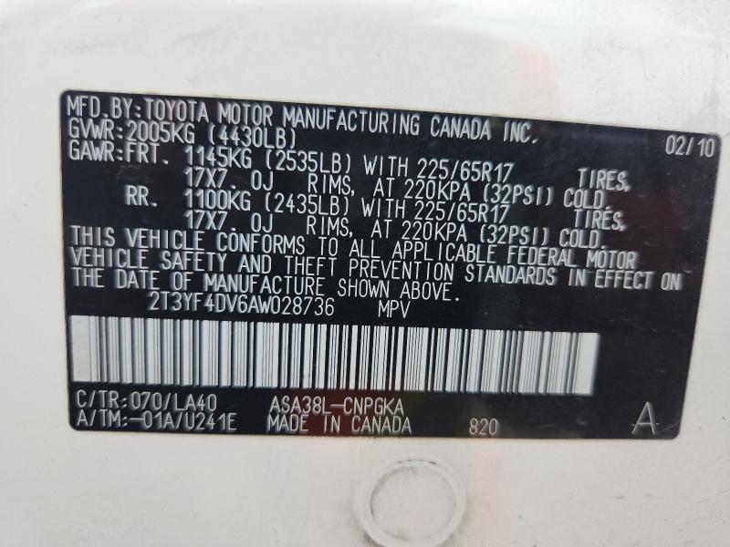 2010 TOYOTA RAV4 LIMIT - 2T3YF4DV6AW028736