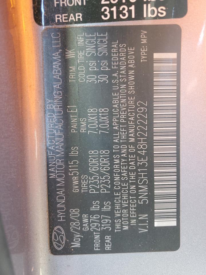 Lot #3304849536 2008 HYUNDAI SANTA FE S