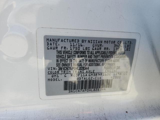 2017 NISSAN VERSA S 3N1CN7AP0HL828344
