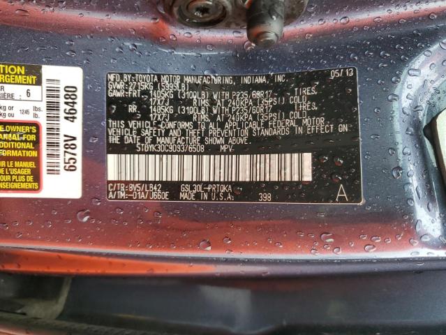 2013 TOYOTA SIENNA XLE - 5TDYK3DC9DS376508