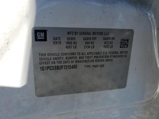 2015 CHEVROLET CRUZE LT 1G1PC5SB2F7215485