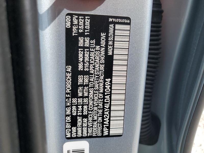 2020 PORSCHE CAYENNE - WP1AA2AY4LDA10494