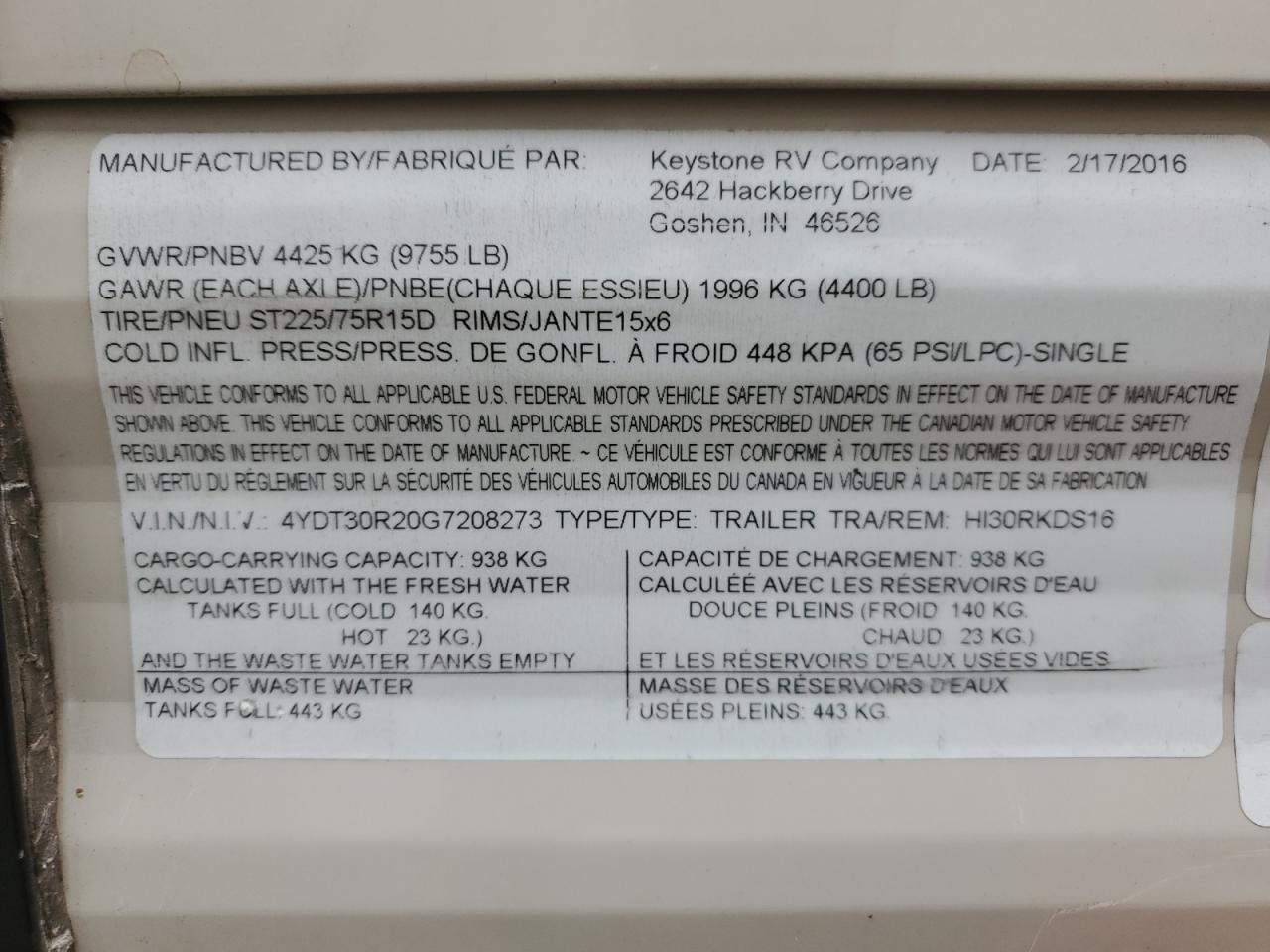 Lot #3275476719 2016 KEYSTONE HIDEOUT