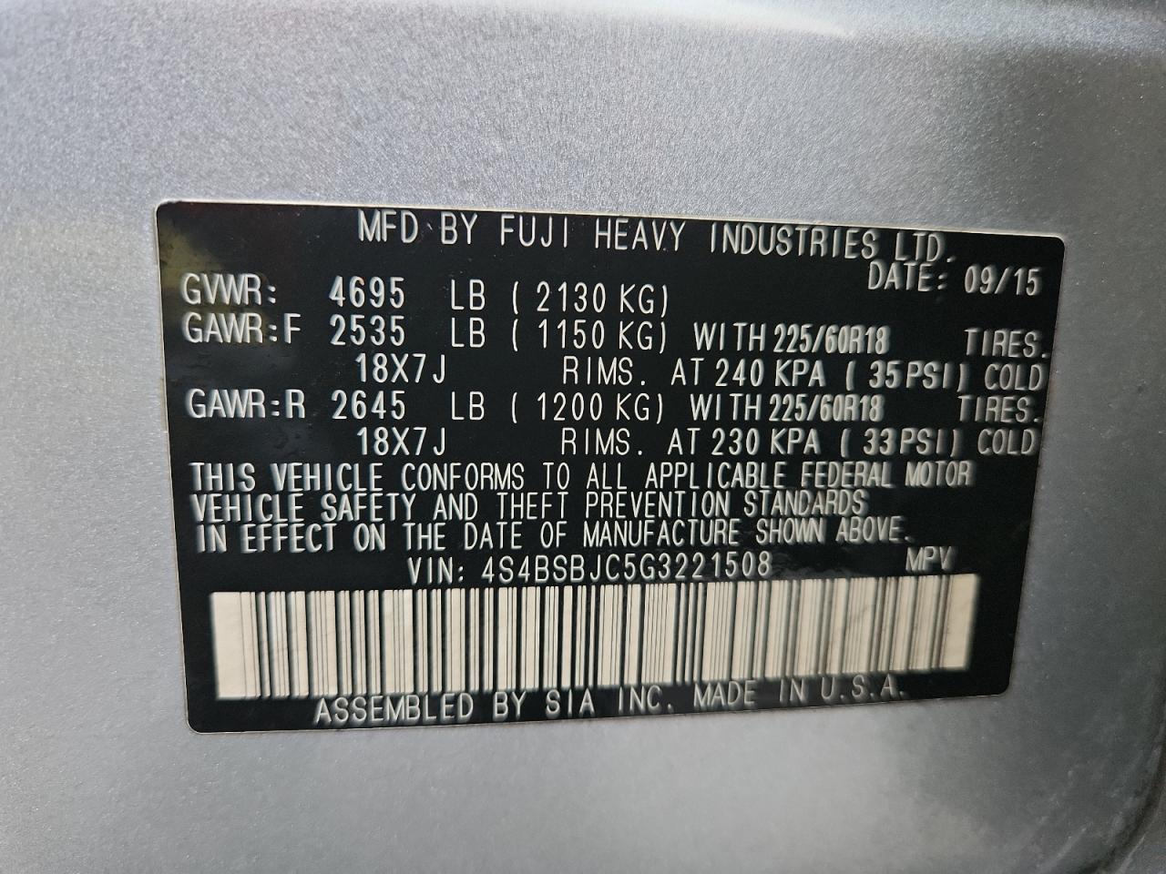 SUBARU OUTBACK 2.5I LIMITED