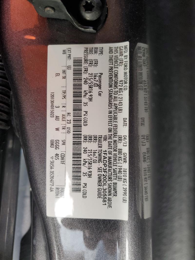 2013 FORD FOCUS SE - 1FADP3F20DL305581