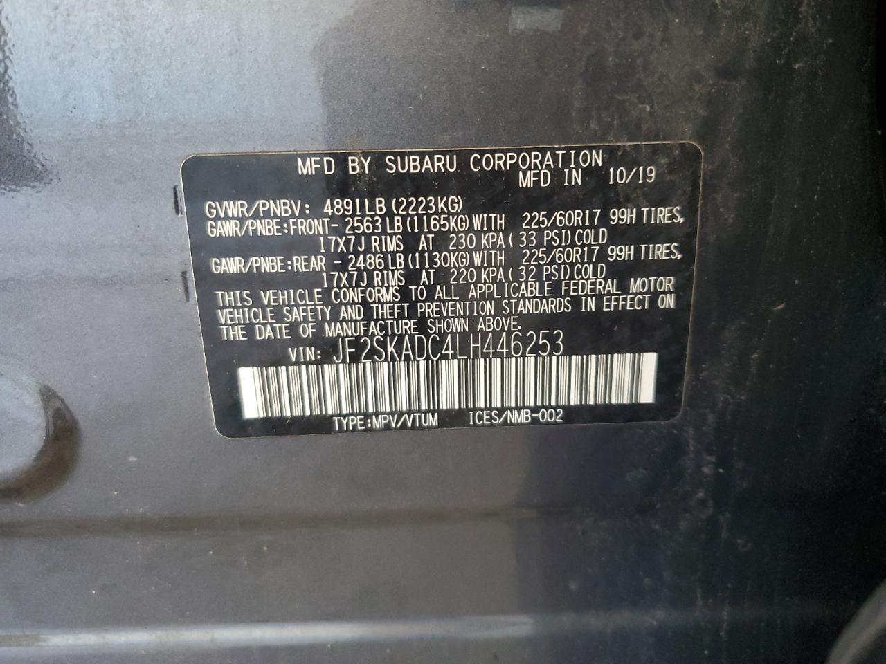 Lot #3260485573 2020 SUBARU FORESTER