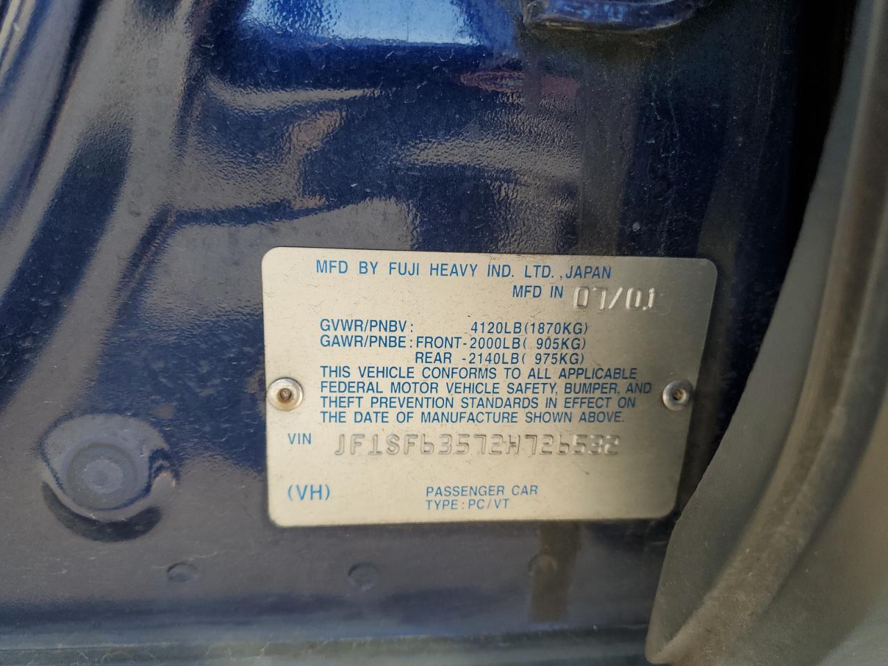 Lot #3286540184 2002 SUBARU FORESTER L